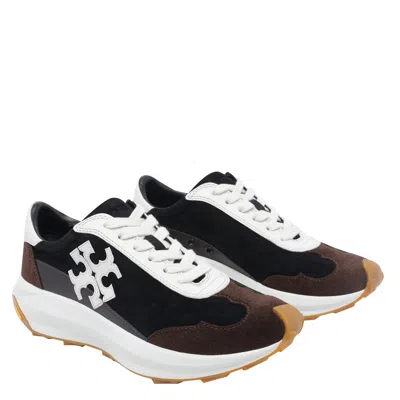 Tory Burch Suede Round Toe Sneakers With Vibram Sole In Black