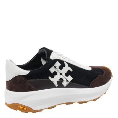 Tory Burch Suede Round Toe Sneakers With Vibram Sole In Black