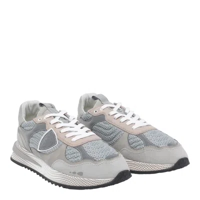Philippe Model Mesh Panel Round Toe Rubber Sole Sneakers In Gray