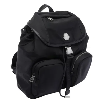 Moncler Versatile Polyester Backpack Adjustable Straps In Black