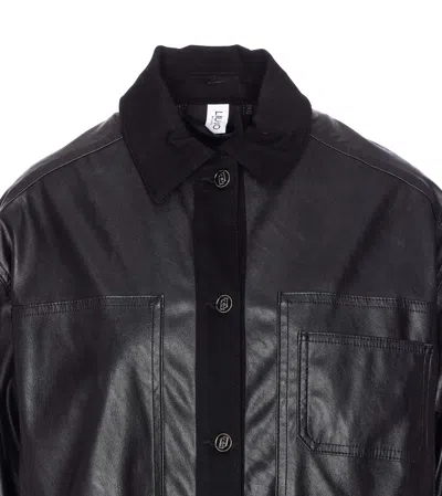 Liu •jo Stylish Short Leather Effect Jacket In Black