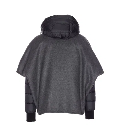 Moorer Hooded Down Jacket Featuring Quilted Sleeves In Blue