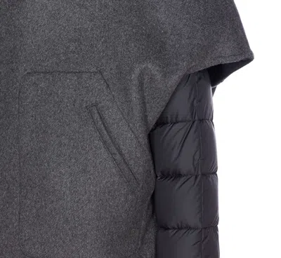 Moorer Hooded Down Jacket Featuring Quilted Sleeves In Blue