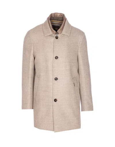 Moorer Tailored Short Jacket Side Pockets In Neutral
