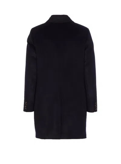 Moorer Tailored Long Jacket Flap Pockets In Blue