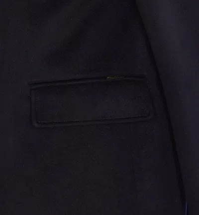Moorer Tailored Long Jacket Flap Pockets In Blue