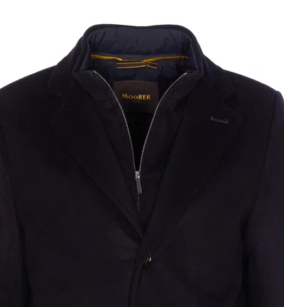 Moorer Tailored Long Jacket Flap Pockets In Blue