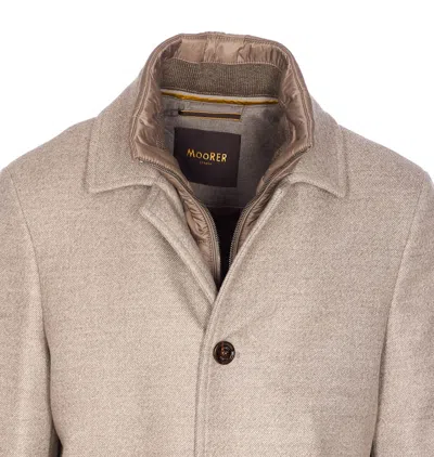 Moorer Tailored Short Jacket Side Pockets In Neutral