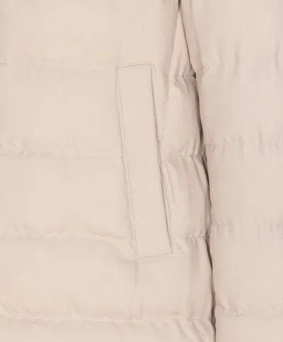 Herno Padded Jacket With Horizontal Quilting In Neutral