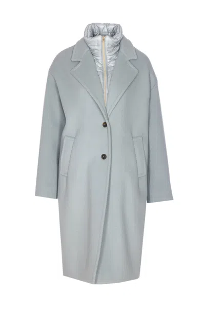 Herno Velour Wool Cloth And Nylon Ultralight Coat In Blue