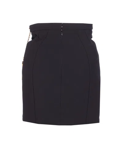 Elisabetta Franchi Black Skirt With Metallic Pendant And Patch Pockets In Fabric Woman In Black