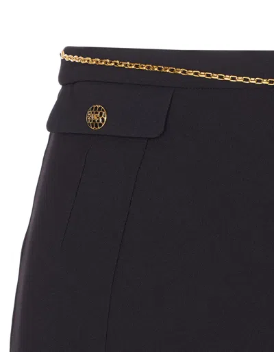 Elisabetta Franchi Black Skirt With Metallic Pendant And Patch Pockets In Fabric Woman In Black
