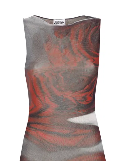 Jean Paul Gaultier Floral Maxi Dress Boat Neckline In Multi