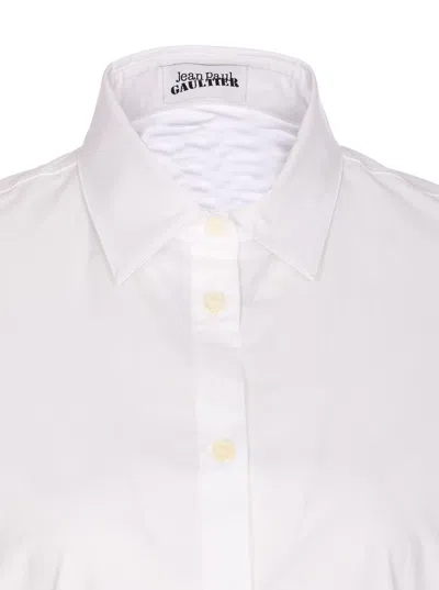 Jean Paul Gaultier Collared Long Sleeve Shirt With Unique Hem In White