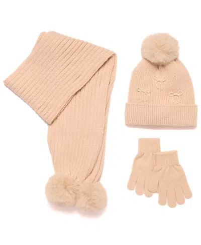 Inmocean Big Girls 3-piece Hat, Gloves, And Scarf Set In Neutral