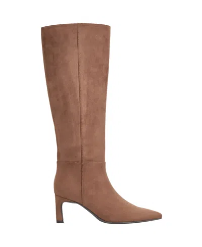 Marc Fisher Women's Leata Wide Calf Tall Pointy Toe Boots In Brown