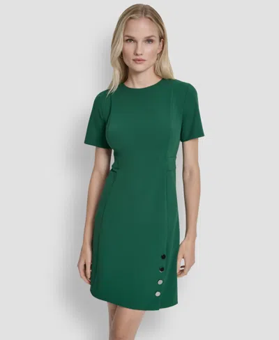 Dkny Women's Short Sleeve Jewel Neck Sheath Dress In Green