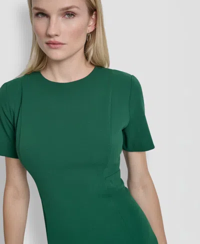 Dkny Women's Short Sleeve Jewel Neck Sheath Dress In Green