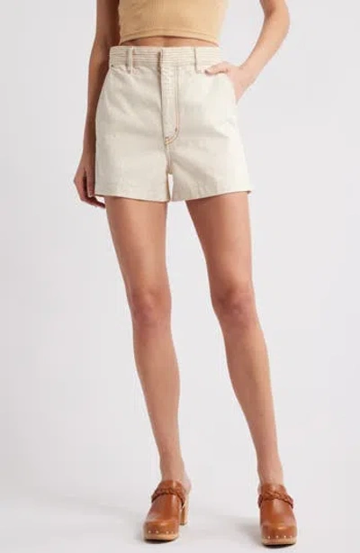 Frame The Trapunto High Waist Denim Shorts In Neutral