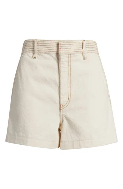 Frame The Trapunto High Waist Denim Shorts In Neutral