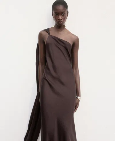 Mango Asymmetric A-line Dress In Brown