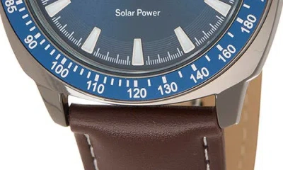 Perry Ellis Solar Powered 3-hand Quartz Faux Leather Strap Watch, 41mm In Brown