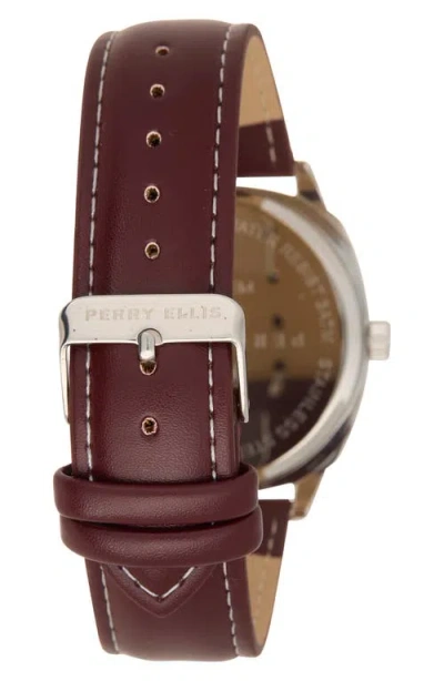 Perry Ellis Solar 3-hand Quartz Faux Leather Strap Watch, 44mm In Brown