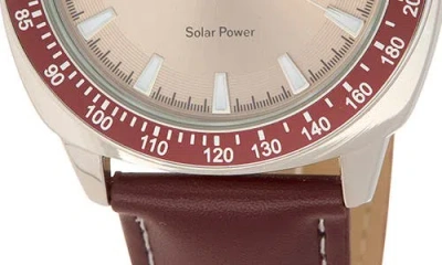 Perry Ellis Solar 3-hand Quartz Faux Leather Strap Watch, 44mm In Brown