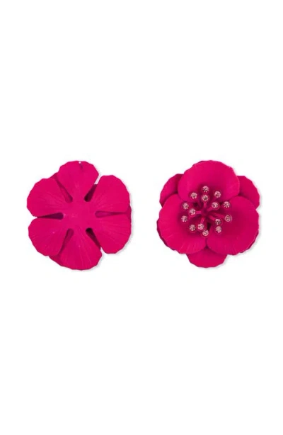 Saachi Statement Flower Crystal Stud Earrings In Pink