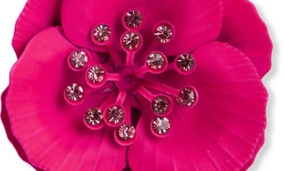 Saachi Statement Flower Crystal Stud Earrings In Pink