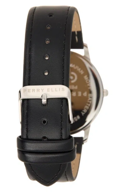 Perry Ellis Diamond Ultra Thin Faux Leather Strap Watch, 40mm In Blue