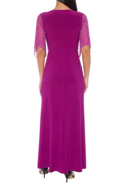 Marina 299243 Formal Long Beaded Plus Size Dress In Purple