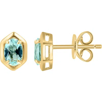 Effy Oval Aquamarine Stud Earrings In Gold