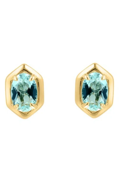 Effy Oval Aquamarine Stud Earrings In Gold