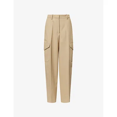 Givenchy Womens Beige Cocoon Straight-leg Cotton-wool Blend Trousers In Brown
