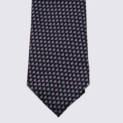 Zegna Silk Ties With Geometric Pattern And Standard Width In Multi