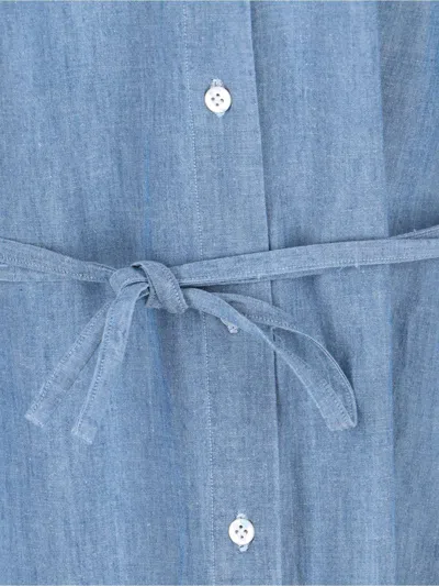 Finamore 1925 Maxi Chemisier Dress In Blue