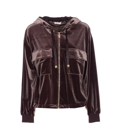 Liu •jo Liu Jo Brown Hoodie With Pockets In Brown
