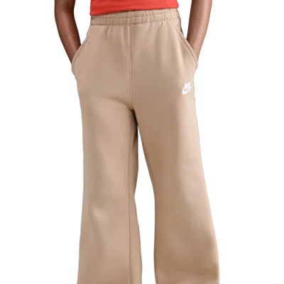 Nike Club Big Kid Girls Wide Leg Regular Fit Fleece Pull-on Pant In Brown