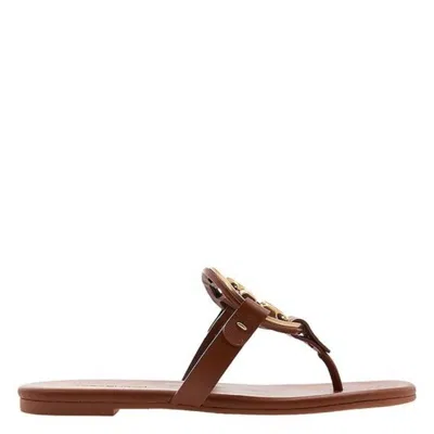 Tory Burch Miller Soft Metal Logo Sandals In Brown
