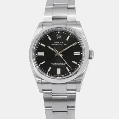 Pre-owned Rolex Oyster Perpetual 126000 Automatic Black Stainless Steel Men's Wristwatch 36 Mm