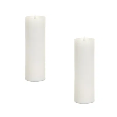 Melrose International Simplux Designer Led Candle With Moving Flame And Remote (set Of 2) - White