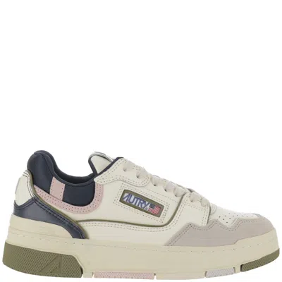 Autry Low Suede And Mesh Sneakers With Contrast Heel In Multi