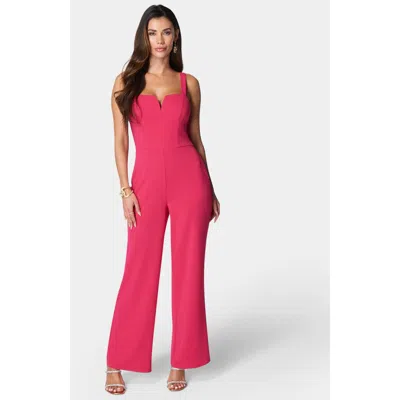 Bebe V Wire Core Jumpsuit In Pink