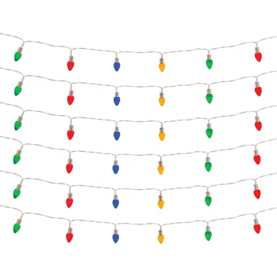 Melrose International Led Lighted Strand With Classic Bulb Design (set Of 6 Strands) - Blue, Green, Red
