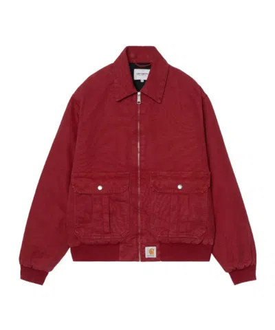 Carhartt Collared Jacket With Ribbed Cuffs And Hem In Red