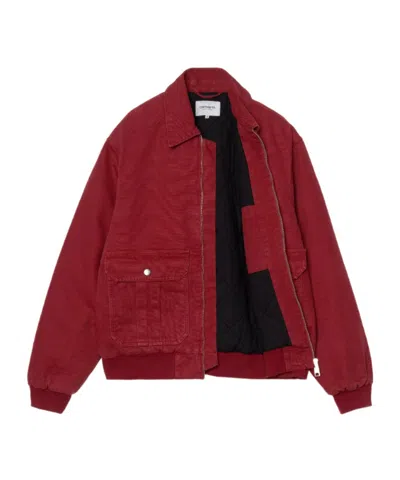 Carhartt Collared Jacket With Ribbed Cuffs And Hem In Red