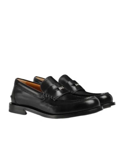 Gucci Round Toe Leather Loafers With Removable Detail In Black