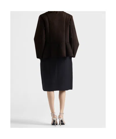 Prada Bonded Suede Jacket In Brown
