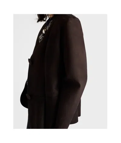 Prada Bonded Suede Jacket In Brown